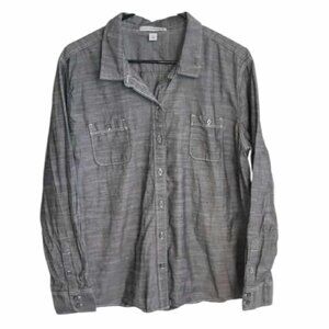 Port Authority Long Sleeve Button Up Top 100% Cotton Plus Size XXL Gray